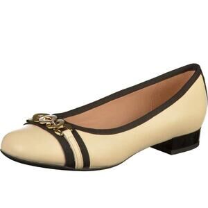 Geox Women’s Size 7-7.5 Wistrey Black & Cream Leather Ballet Flats